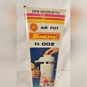 Vintage Retro Vacuum Bottle insulated Air Pump pot  Handle 1.9L Coffee Thermos